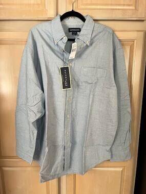 NWT Natural Life Shirt Cotton Blue White Small Check Button Down Sz L